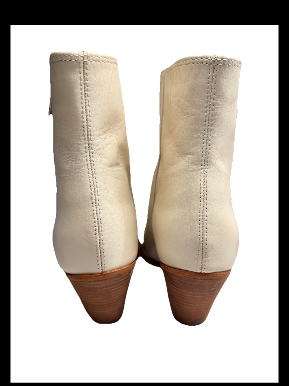 SAM EDELMAN Jane Ivory Leather Cuban Heel Bootie Sz 7.5 - Picture 4 of 10